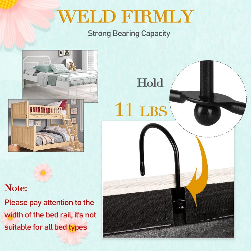 Ozzptuu Bedside Storage Caddy/Bedside Hanging Storage Bag For Headboards Bunk Beds Dorm Rooms Book Phone Magazine Holder (2Pc Black) - Image 2