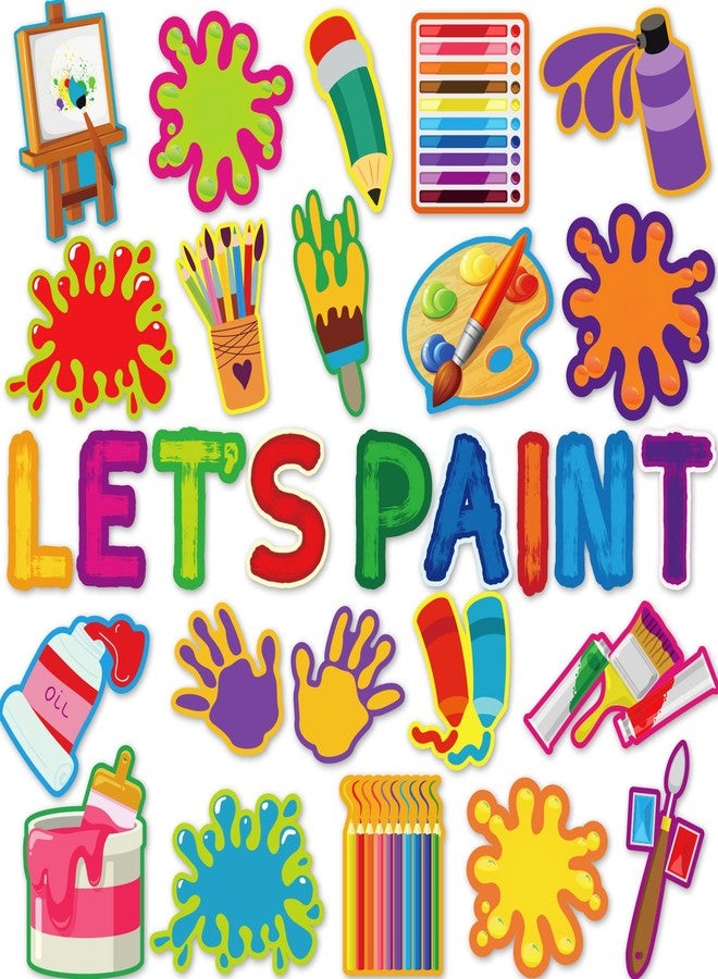 Wiooffen Art Paint Cutouts Art Theme Classroom Bulletin Board Decorations Artist Painting Themed Birthday Party Supplies for Toddler Kids Students Classroom - Image 1