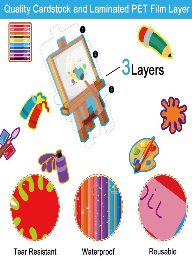 Wiooffen Art Paint Cutouts Art Theme Classroom Bulletin Board Decorations Artist Painting Themed Birthday Party Supplies for Toddler Kids Students Classroom - Image 3