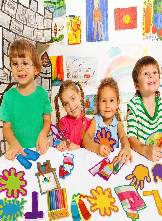 Wiooffen Art Paint Cutouts Art Theme Classroom Bulletin Board Decorations Artist Painting Themed Birthday Party Supplies for Toddler Kids Students Classroom - Image 5