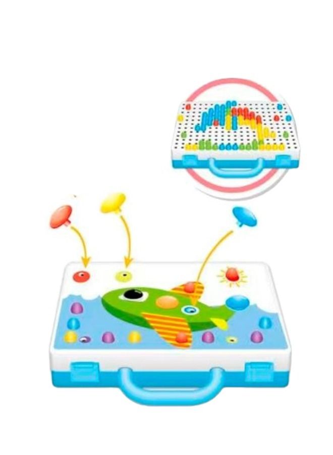 Toy Box 164 Pcs 2D 5 In 1 Stem Mosaic Building Blocks Peg Electric Drill Assemble Toy Set - Image 1