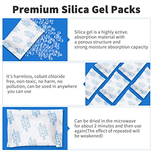 Absorbking Silica Gel Packs - 80Pcs 20Gram Moisture Absorbers, Premium Transparent Desiccant for Storage, Silica Gel Desiccant Packets Food Safe for Moisture - Image 3