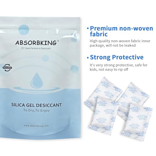 Absorbking Silica Gel Packs - 80Pcs 20Gram Moisture Absorbers, Premium Transparent Desiccant for Storage, Silica Gel Desiccant Packets Food Safe for Moisture - Image 4