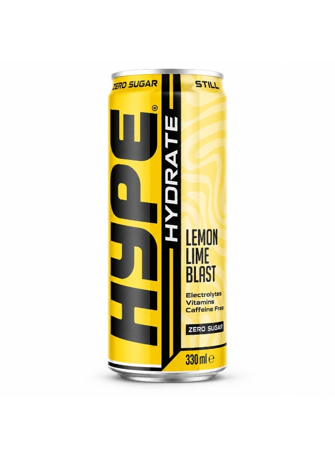 HYPE Hydration  lemon lime blast | Zero Sugar Electrolyte & Vitamin Drink | Caffeine-Free, Low Calorie Hydration Can 330ml