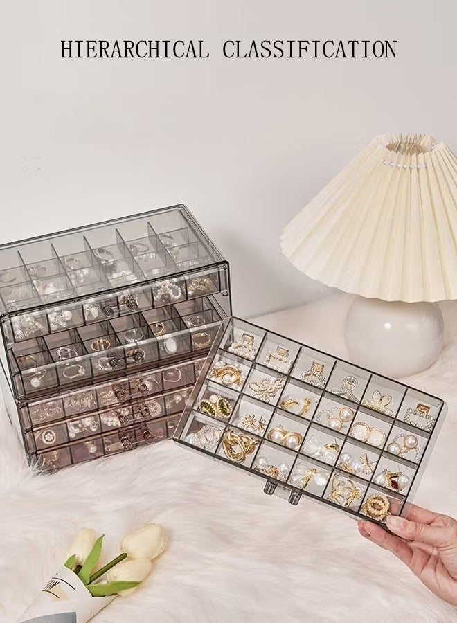 O2. 3-Layer Transparent Acrylic Jewelry Organizer Box with 72 Compartments – Stackable Storage Drawer Case - Image 5