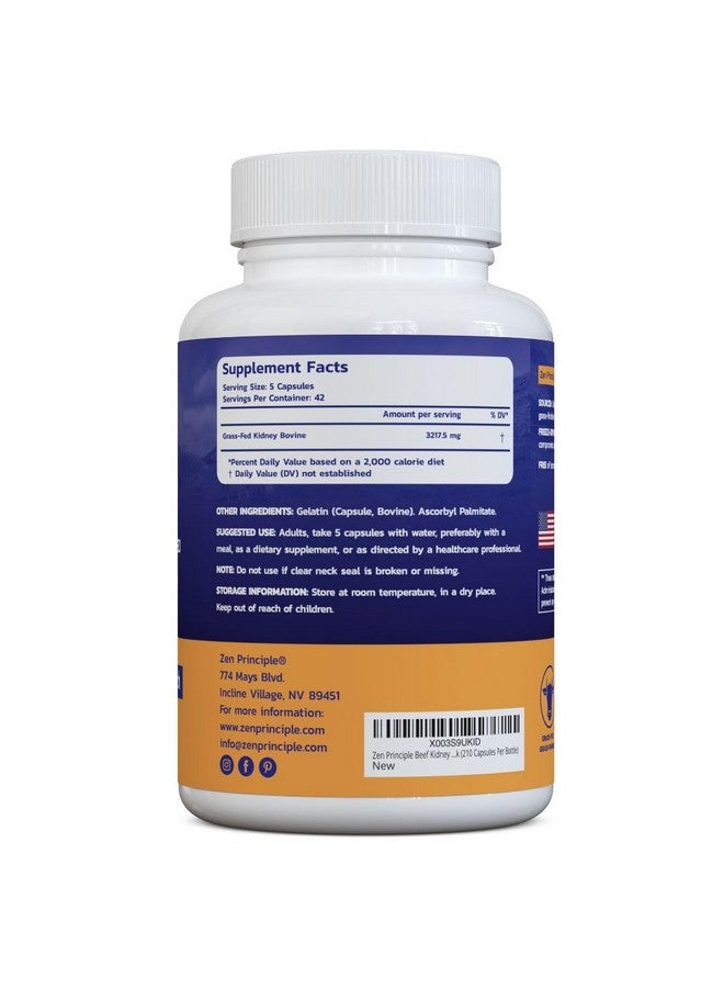 Zen Principle Grass Fed Beef Kidney Supplement, 420 Capsules, 3250mg. DAO Enzyme for Histamine Health. Selenium and B12 for Thyroid Support. - Image 3