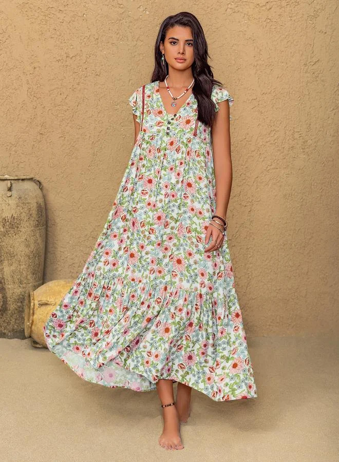 Take Two Take Two Women V Neck Floral Maxi Dress
