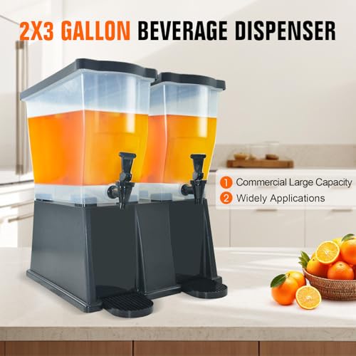 HAKKA FOOD PROCESSING Hakka 6 Gallon Drink Dispenser, Commercial Juice Dispenser for Parties 22L Double Tank Beverage Dispenser with Spigot for Catering, Buffets, Restaurants - Image 2