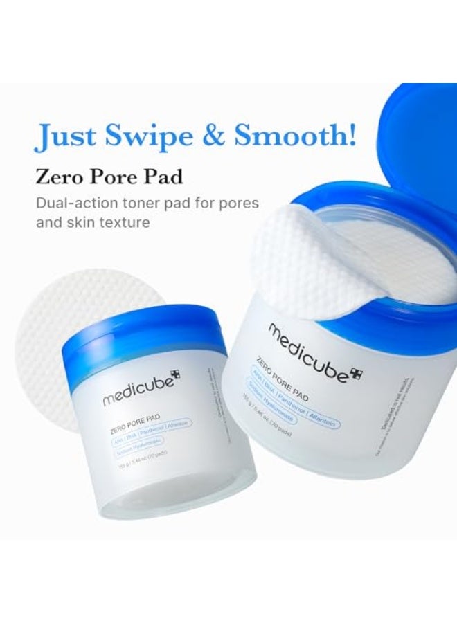 Medicube Zero Pore Pads - Dual-Textured Facial Toner Pads for Exfoliation and Minimizing Pores with 4.5% AHA Lactic Acid & 0.45% BHA Salicylic Acid - 155g(70 pads) - Image 3