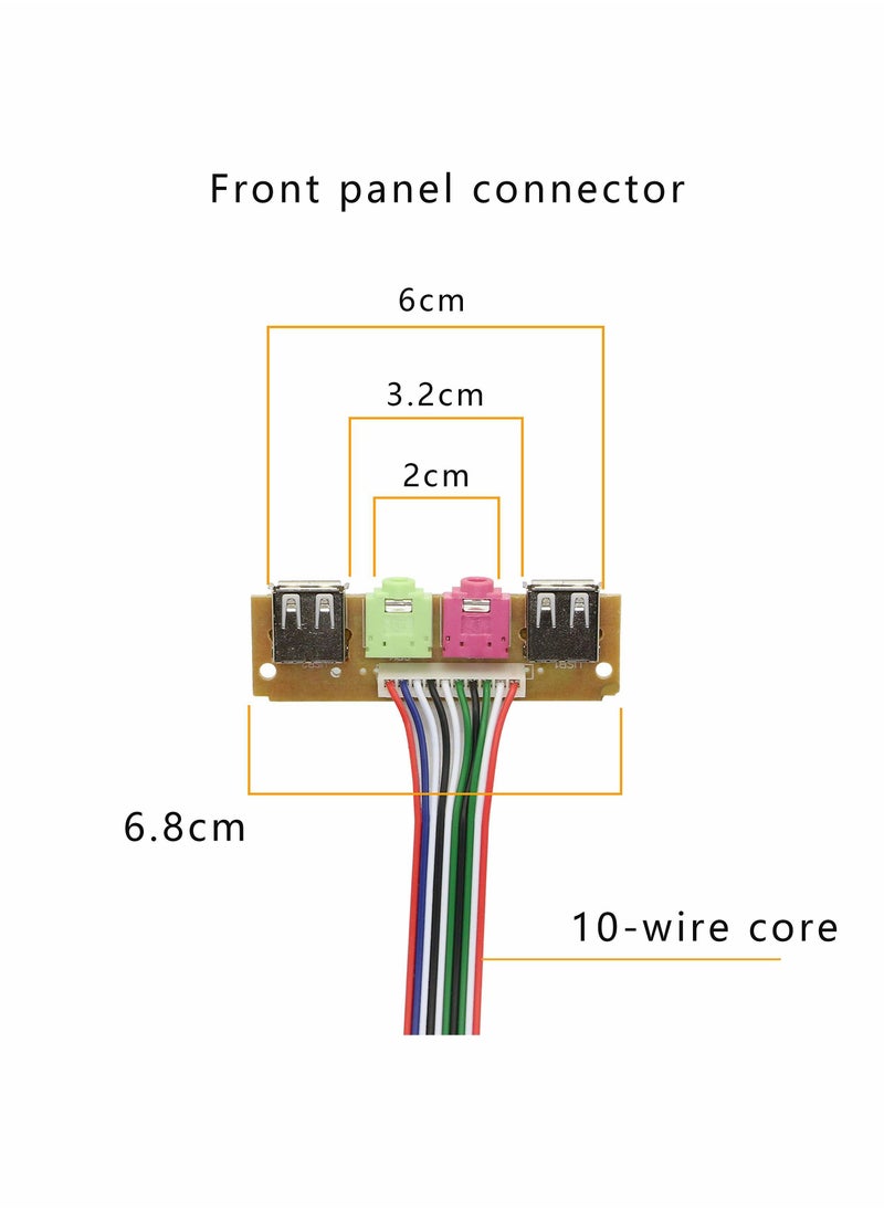 Y&D - Ports Extension Wire  Computer Chassis USB Front Panel HUB Microphone & Earphone Audio Jacks Port 6.8cm PC Desktop Baffle 2 USB2.0 Wire - Image 1