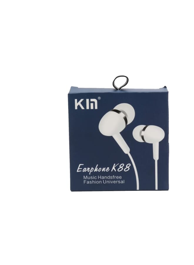 كين سماعة رأس (سماعات مع ميكروفون) سلكية، KIN K88، جاك 3.5 مم، أبيض