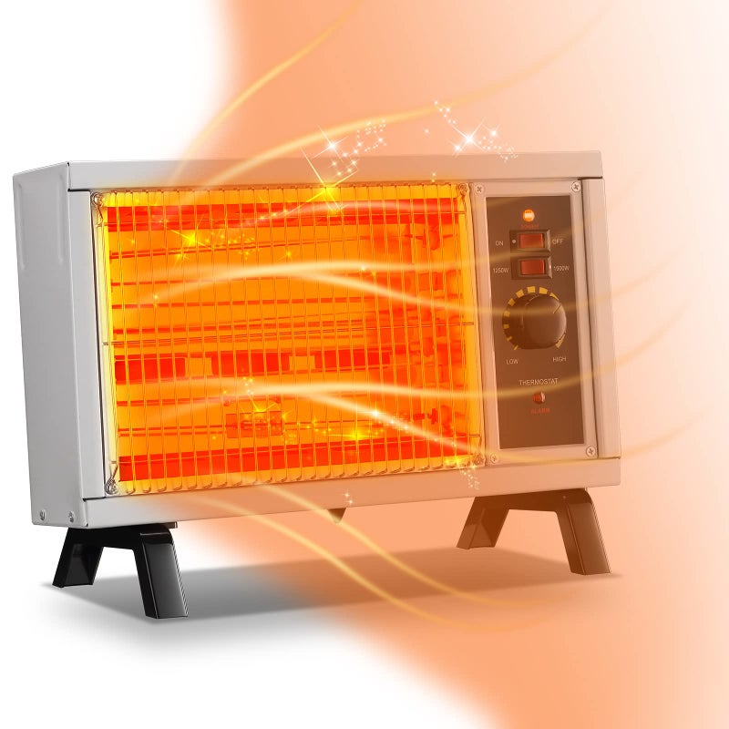 JASUN Radiant Heater Electric Space Heater Fast Heating with Adjustable Thermostat, Portable Indoor Heater with Handle Quiet1250W/1500W for Office Home Garage Bedroom ETL Approved White - Image 1