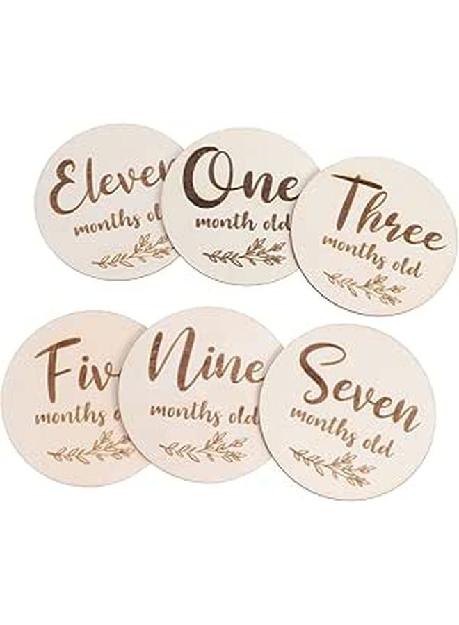 6Pcs Double Sided Wooden Baby Monthly Milestone Cards Growth Photo Props - Image 1