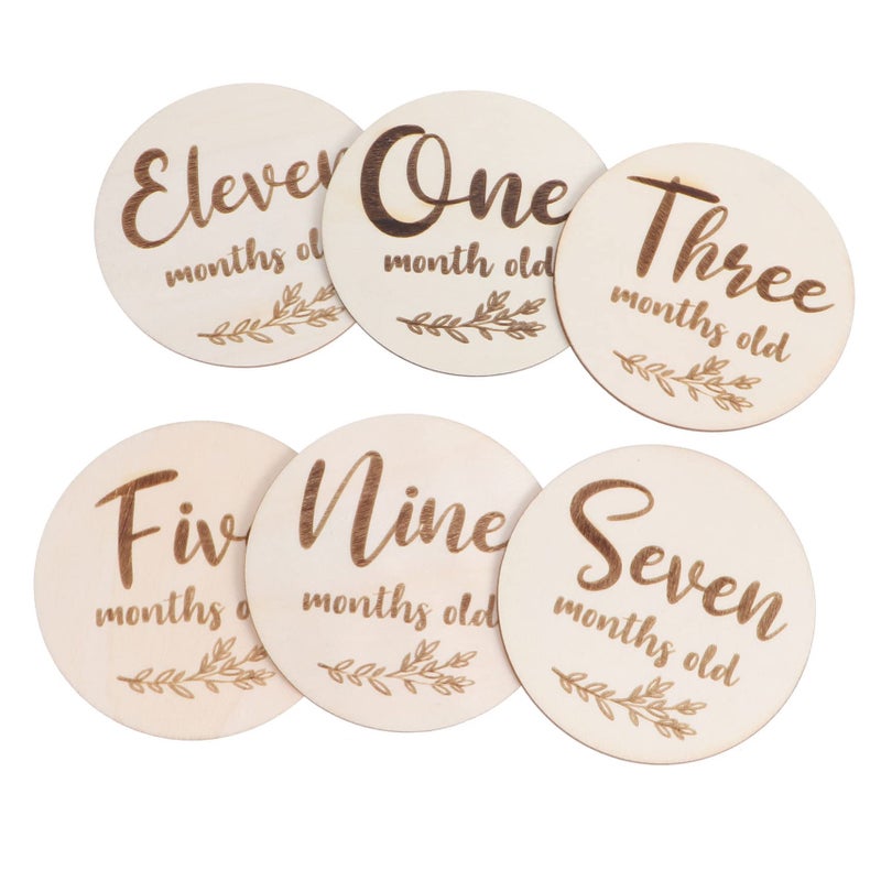 6Pcs Double Sided Wooden Baby Monthly Milestone Cards Growth Photo Props - Image 2