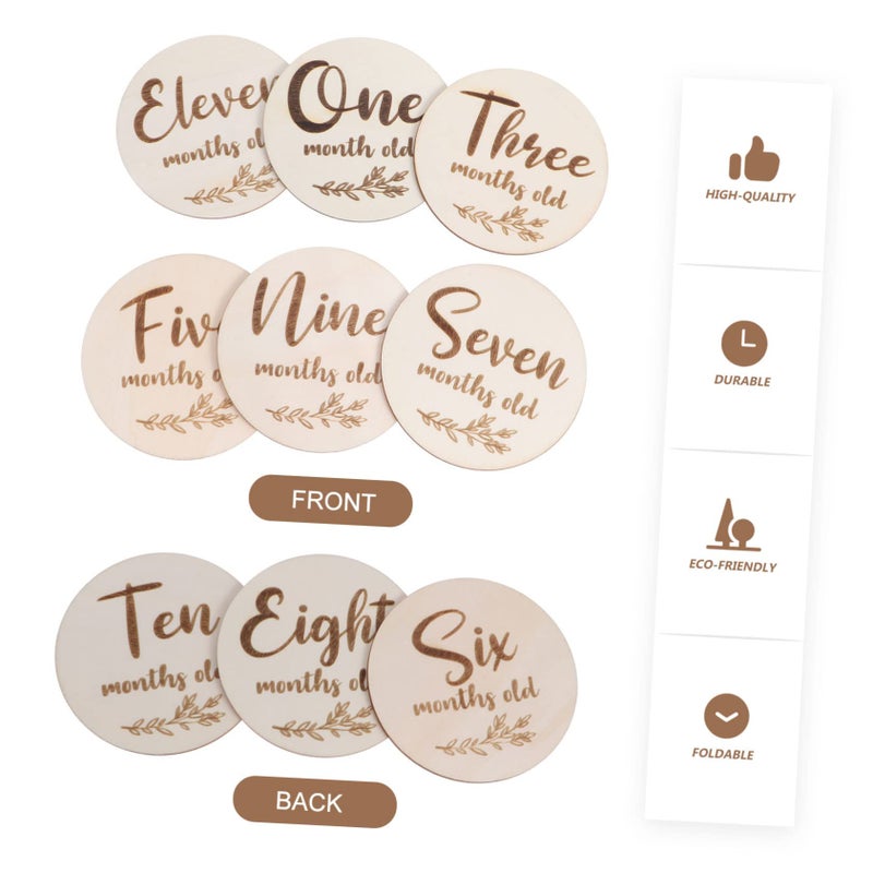 6Pcs Double Sided Wooden Baby Monthly Milestone Cards Growth Photo Props - Image 4