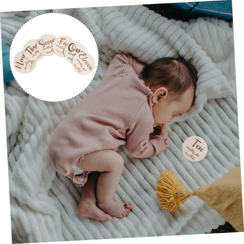 6Pcs Double Sided Wooden Baby Monthly Milestone Cards Growth Photo Props - Image 5