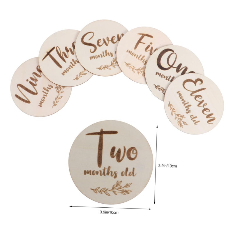 6Pcs Double Sided Wooden Baby Monthly Milestone Cards Growth Photo Props - Image 3