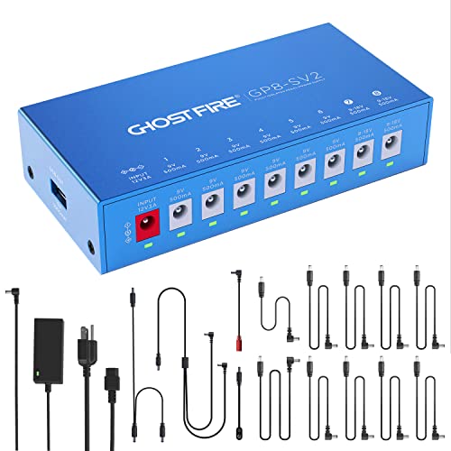 مزود طاقة GHOST FIRE للدواسات مع 8 مخرجات DC معزولة تمامًا للدواسات 9V12V15V18V و5V USB للهاتف مع حماية منفصلة من الدائرة القصيرة