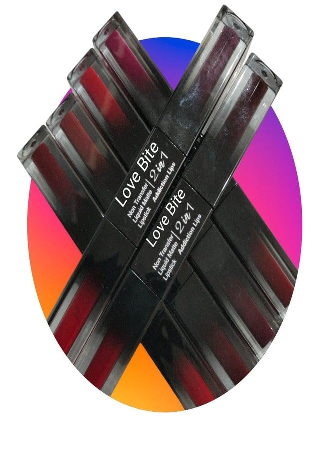 Love Bite Non Transfer Liquid Matte Lipsticks 2 in 1 Addiction Lips 6 Multi Color pcs - Image 1