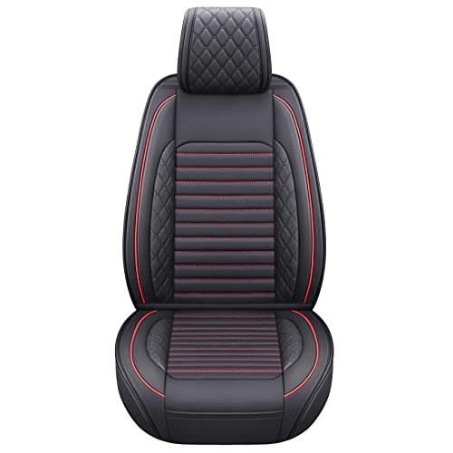 Aierxuan Seat Covers Compatible with Jeep Wrangler 2007-2024 2/4 Door JK JLRubicon Recon 1941 Edition Willys Wheeler Unlimited Pickup Truck Waterproof Leather car Cushions 2 PCS Front Black-Red - Image 1