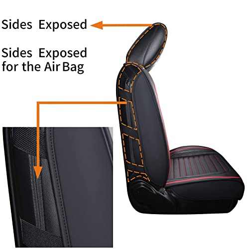 Aierxuan Seat Covers Compatible with Jeep Wrangler 2007-2024 2/4 Door JK JLRubicon Recon 1941 Edition Willys Wheeler Unlimited Pickup Truck Waterproof Leather car Cushions 2 PCS Front Black-Red - Image 5