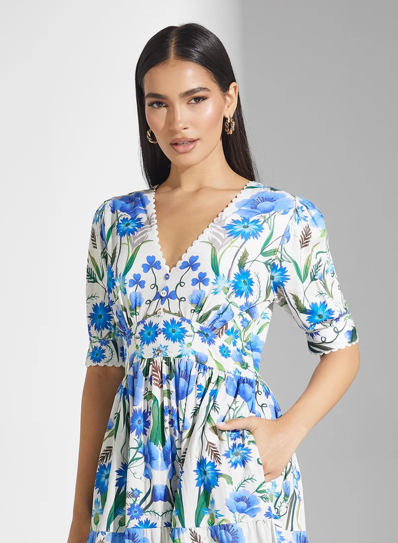 هوب اند ايفي Floral Print Midi Dress