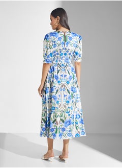 Hope & Ivy Puff Sleeve V-Neck Midi Dress  - Image 2