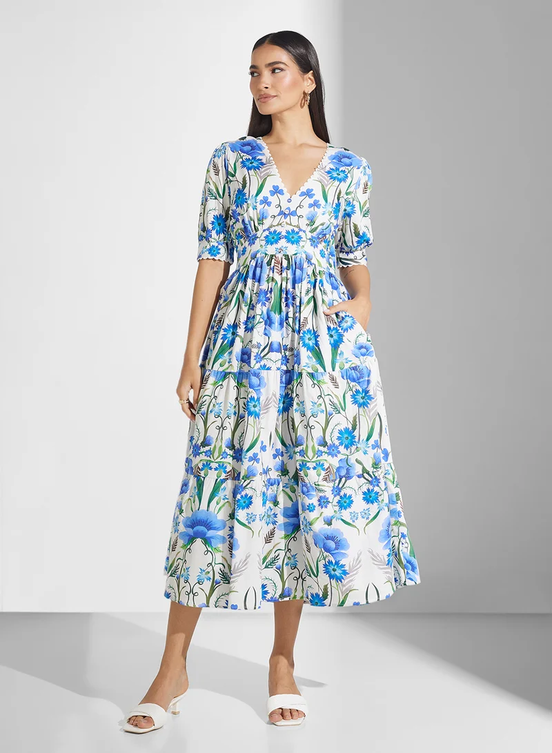 هوب اند ايفي Floral Print Midi Dress