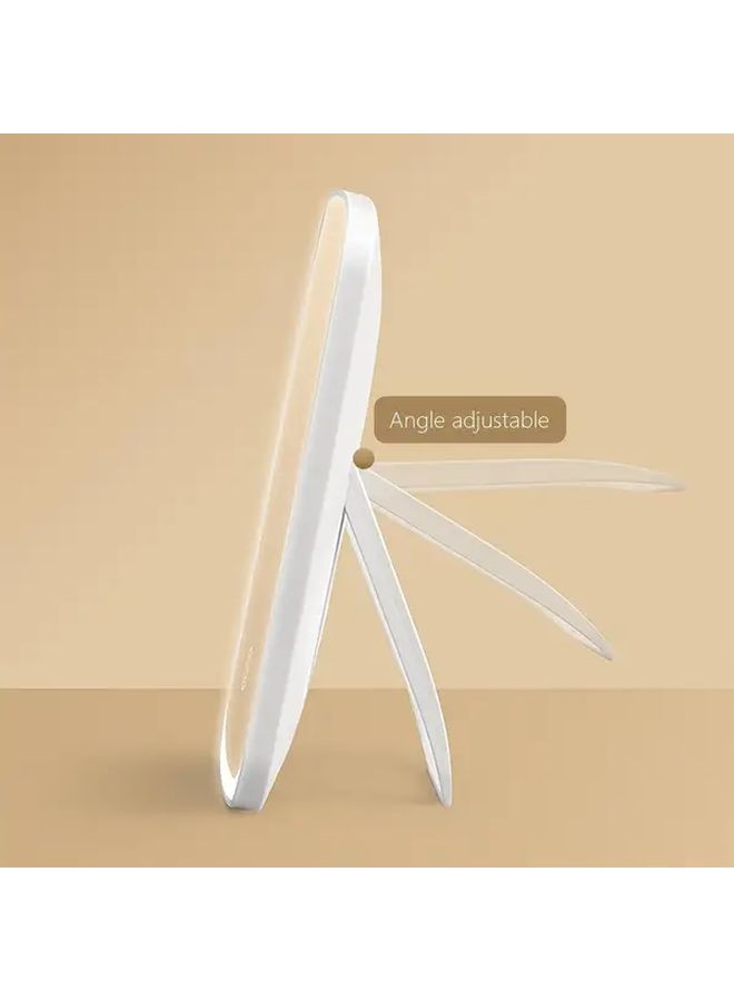 A Portable White LED Makeup Mirror With Light 3 Lighting Modes Dry Battery Powered Travel Makeup Mirror For Bedroom Dorm Desk Touch Switch Folding - Image 4