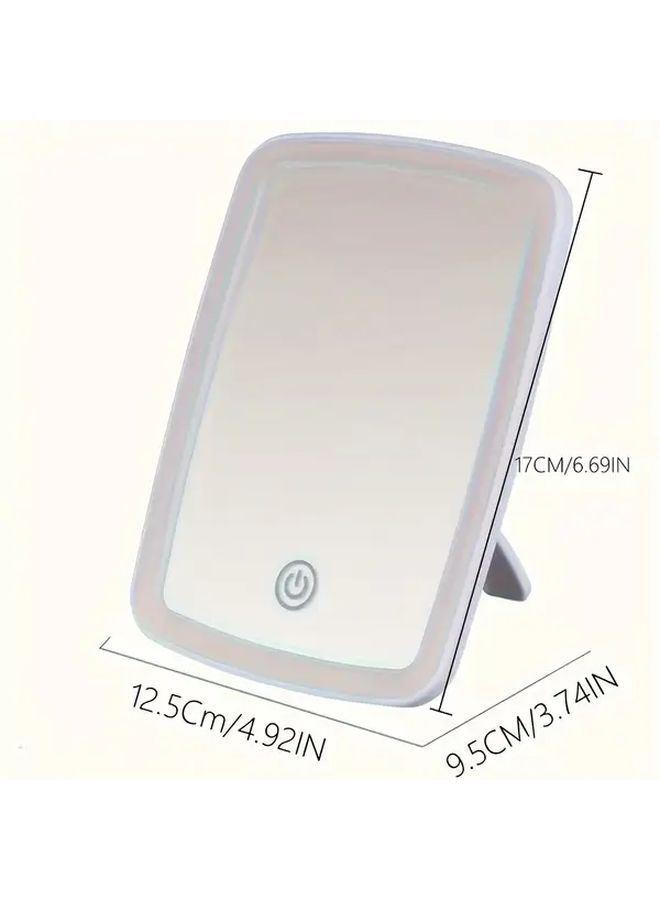 A Portable White LED Makeup Mirror With Light 3 Lighting Modes Dry Battery Powered Travel Makeup Mirror For Bedroom Dorm Desk Touch Switch Folding - Image 2