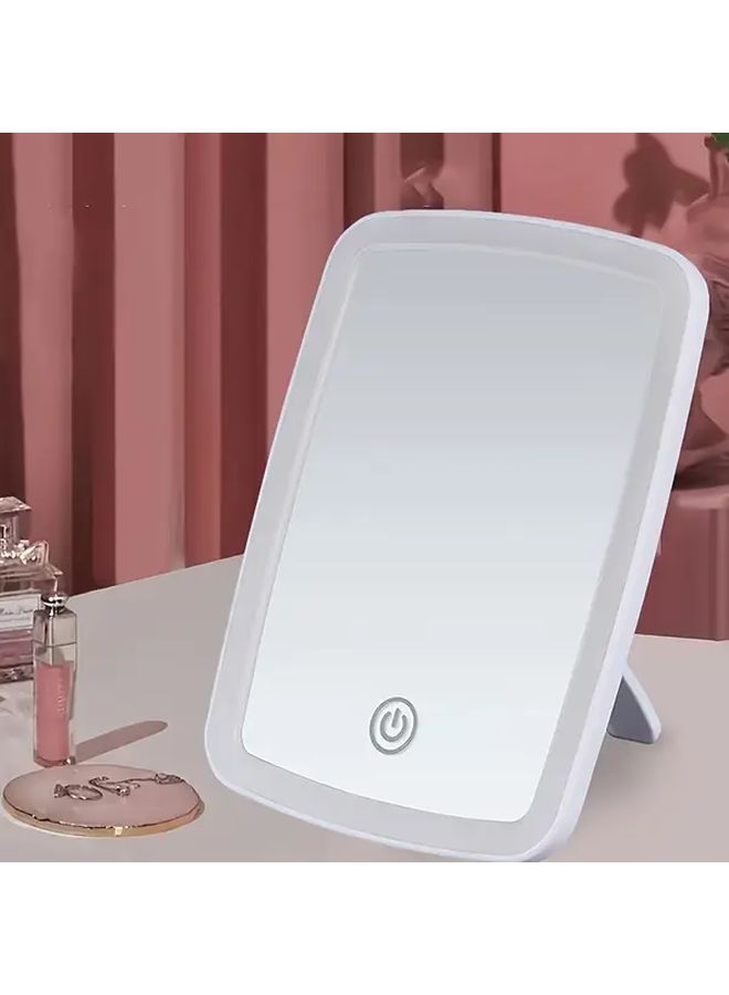 A Portable White LED Makeup Mirror With Light 3 Lighting Modes Dry Battery Powered Travel Makeup Mirror For Bedroom Dorm Desk Touch Switch Folding - Image 5