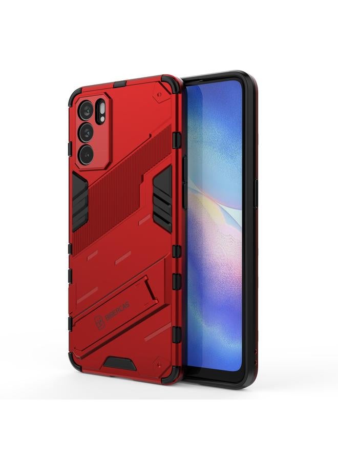 اس-توب جراب لهاتف OPPO Reno6 5G Punk Armor 2 في 1 PC + جراب TPU مقاوم للصدمات مع حامل غير مرئي - Image 1