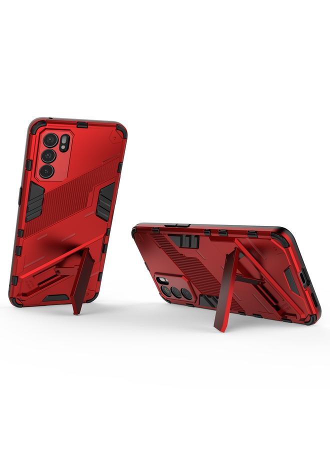 اس-توب جراب لهاتف OPPO Reno6 5G Punk Armor 2 في 1 PC + جراب TPU مقاوم للصدمات مع حامل غير مرئي - Image 4