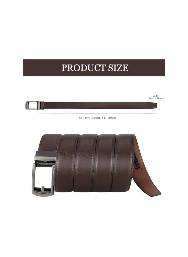 بروماس قطعتان من أحزمة السقاطة الجلدية للرجال، حزام سقاطة من الجلد الطبيعي، أحزمة بإبزيم بسقاطة أوتوماتيكية لبدلات الجينز الكاجوال والعمل باللون الأسود والقهوة، 130 - Image 2