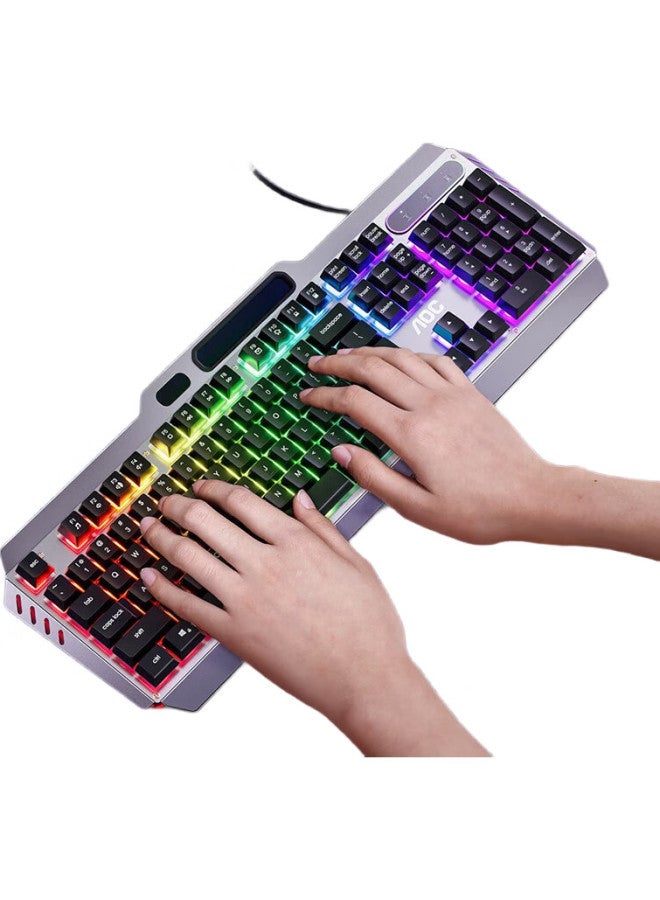 Aoc Kb122 Wired Keyboard, True Mechanical Feel, Backlit Lighting Effects, Gaming Keyboard, Compatible With Computers And Laptops, Black With Blue Light - Image 2