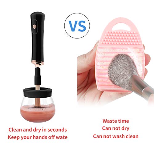 Senbowe Upgraded Makeup Brush Cleaner and Dryer Machine, Electric Cosmetic Automatic Brush Spinner with 8 Size Rubber Collars, Wash and Dry in Seconds, Deep Cosmetic Brush Spinner for All Size Brushes - Image 3