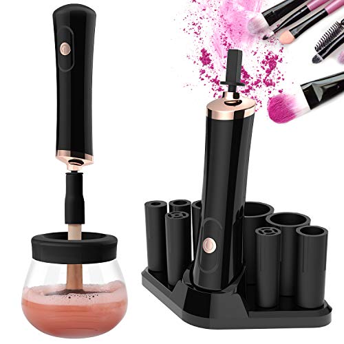 Senbowe Upgraded Makeup Brush Cleaner and Dryer Machine, Electric Cosmetic Automatic Brush Spinner with 8 Size Rubber Collars, Wash and Dry in Seconds, Deep Cosmetic Brush Spinner for All Size Brushes - Image 1