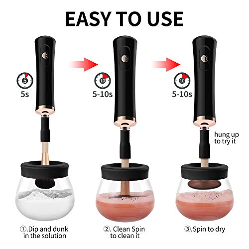 Senbowe Upgraded Makeup Brush Cleaner and Dryer Machine, Electric Cosmetic Automatic Brush Spinner with 8 Size Rubber Collars, Wash and Dry in Seconds, Deep Cosmetic Brush Spinner for All Size Brushes - Image 5