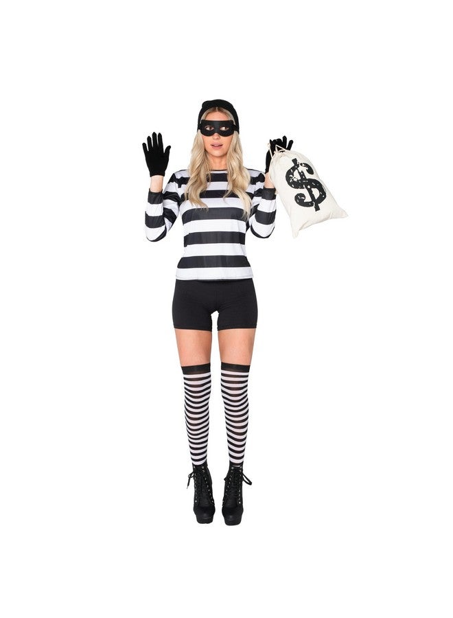 Spooktacular Creations Adult Women Robber Costume, Bank Robber Costume Woman for Halloween, Black + White, Medium - Image 3