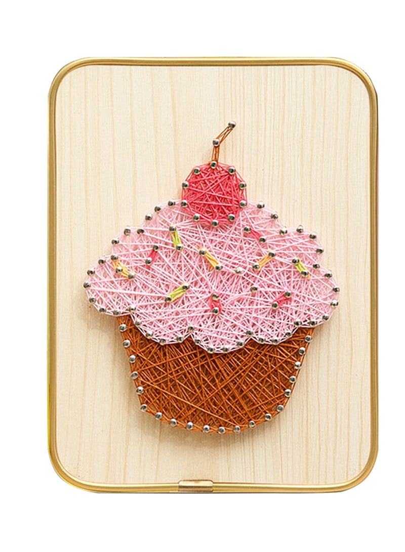 BrainGiggles Brain Giggles DIY Craft Kit with String Art Pattern String Art Kit Crafting Supplies for Kids Girls Beginner Adult Ages 2-12 Years (Cupcake String Art) - Image 1