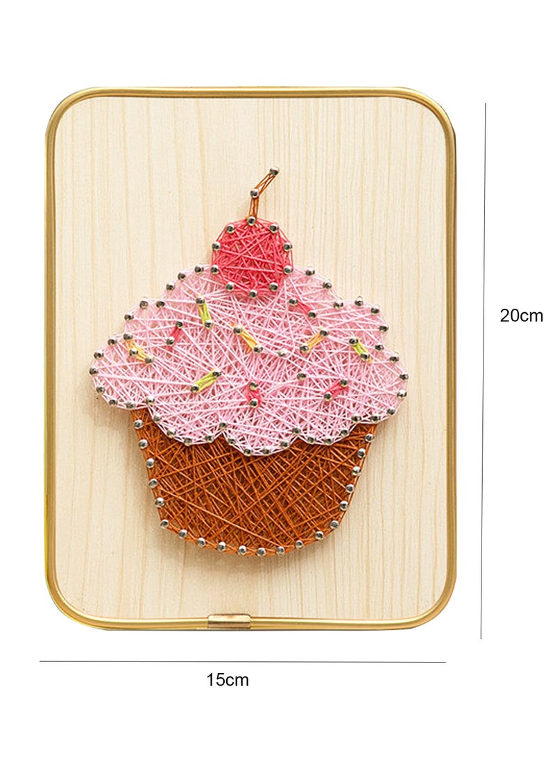 BrainGiggles Brain Giggles DIY Craft Kit with String Art Pattern String Art Kit Crafting Supplies for Kids Girls Beginner Adult Ages 2-12 Years (Cupcake String Art) - Image 2