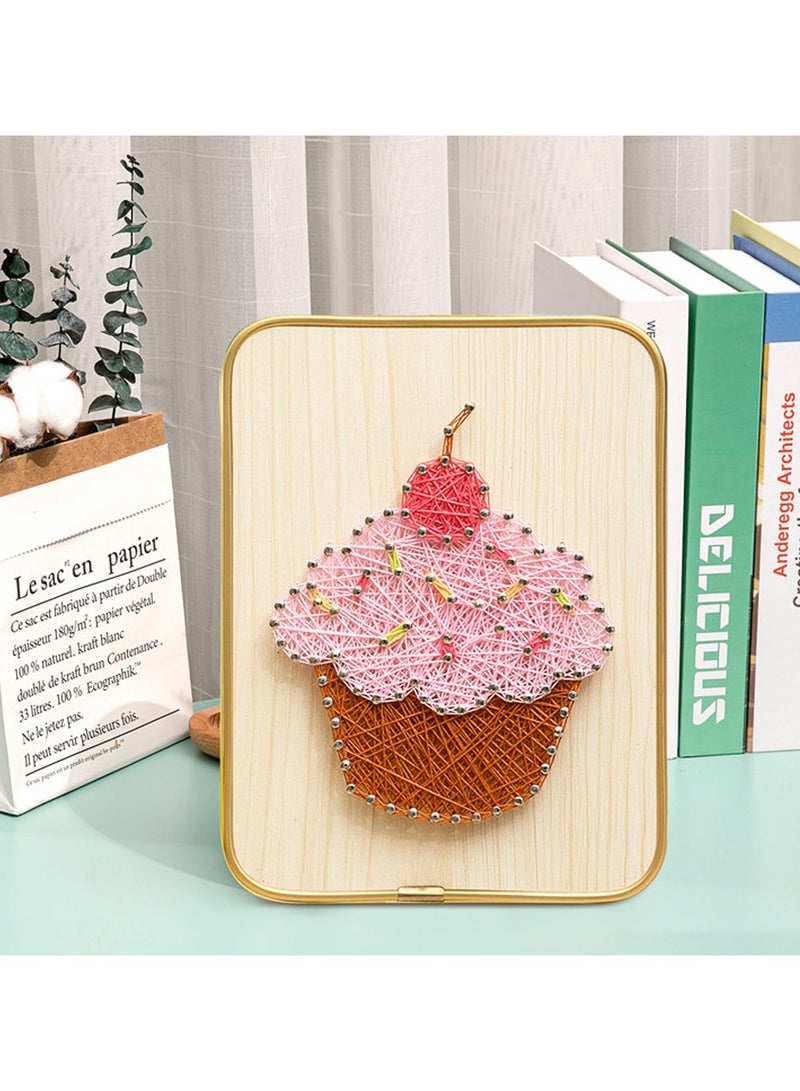 BrainGiggles Brain Giggles DIY Craft Kit with String Art Pattern String Art Kit Crafting Supplies for Kids Girls Beginner Adult Ages 2-12 Years (Cupcake String Art) - Image 3