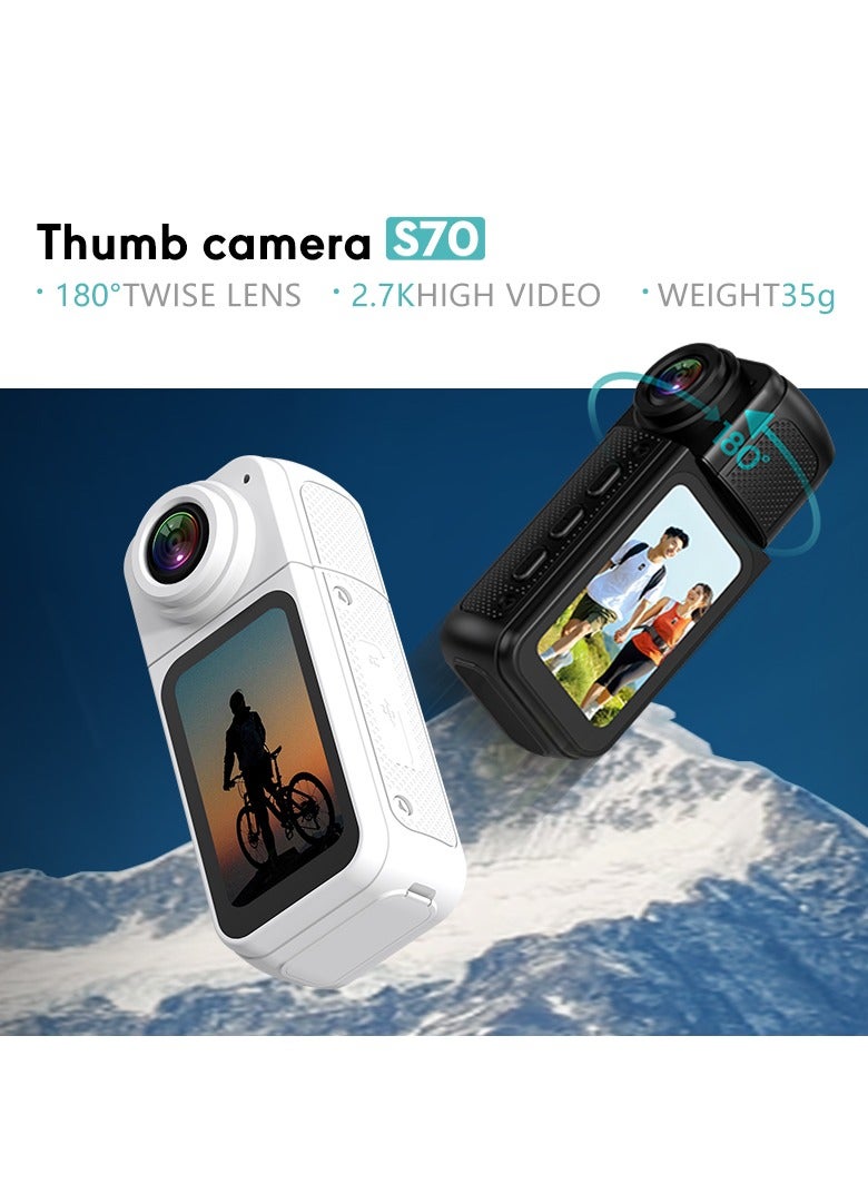 BlueFire S70 2.7K Ultra HD Magnetic Thumb Camera | 180° Rotating Lens, 100-Min Battery, Hands-Free Body Cam for Vlogging, Sports, Travel & Work - Image 3