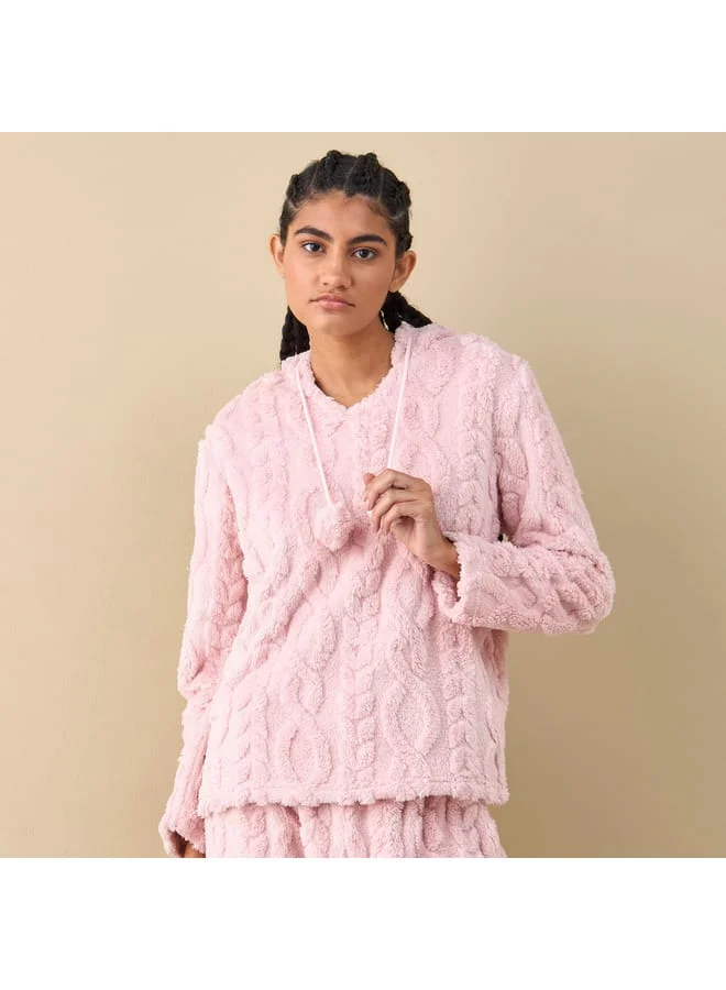 Splash FAV Textured Hooded Top and Pyjama Set