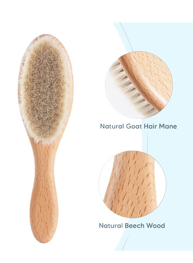 Baby Hair Brush and Comb Set, 4 Pcs Newborn Hair Brush with Soft Bristle, Natural Goat Hair and Wood Baby Cradle Cap Comb for Newborns  Toddlers, Newborn Baby Essentials, Perfect Registry Gift - Image 4