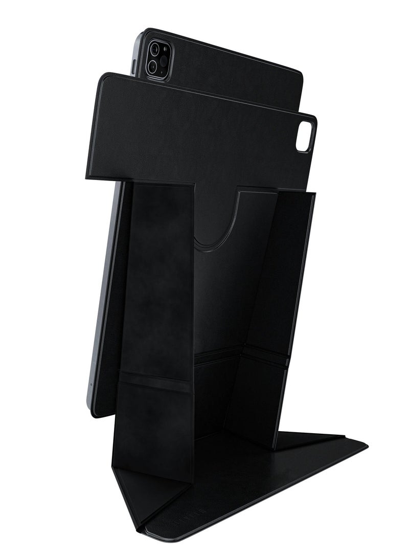 LEVELO iPad Pro 13inch 2024 Case Elegante Folio Pro Back Cover / 360° Rotation / Multi Fold / PU Leather / Stain Resistant - Black - Image 5