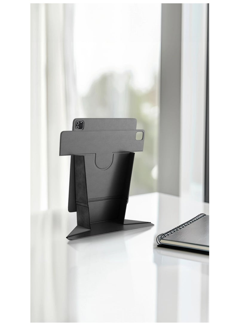 LEVELO iPad Pro 13inch 2024 Case Elegante Folio Pro Back Cover / 360° Rotation / Multi Fold / PU Leather / Stain Resistant - Black - Image 4