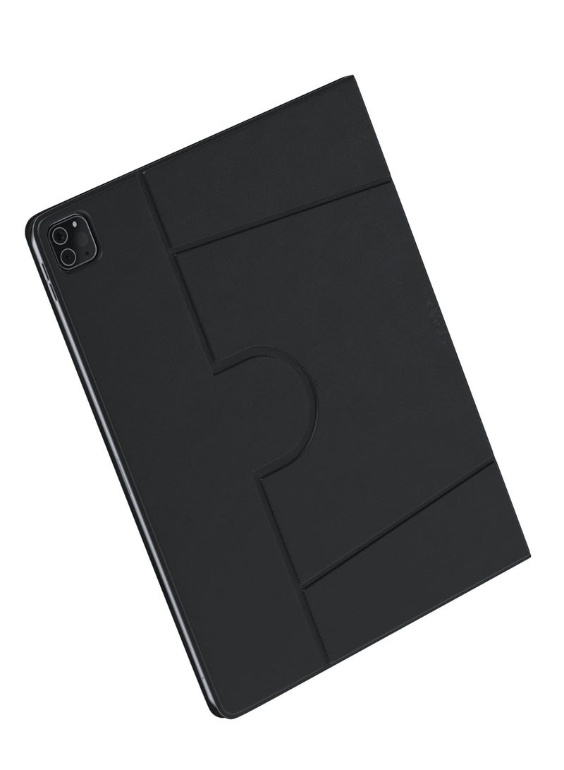 LEVELO iPad Pro 13inch 2024 Case Elegante Folio Pro Back Cover / 360° Rotation / Multi Fold / PU Leather / Stain Resistant - Black - Image 2