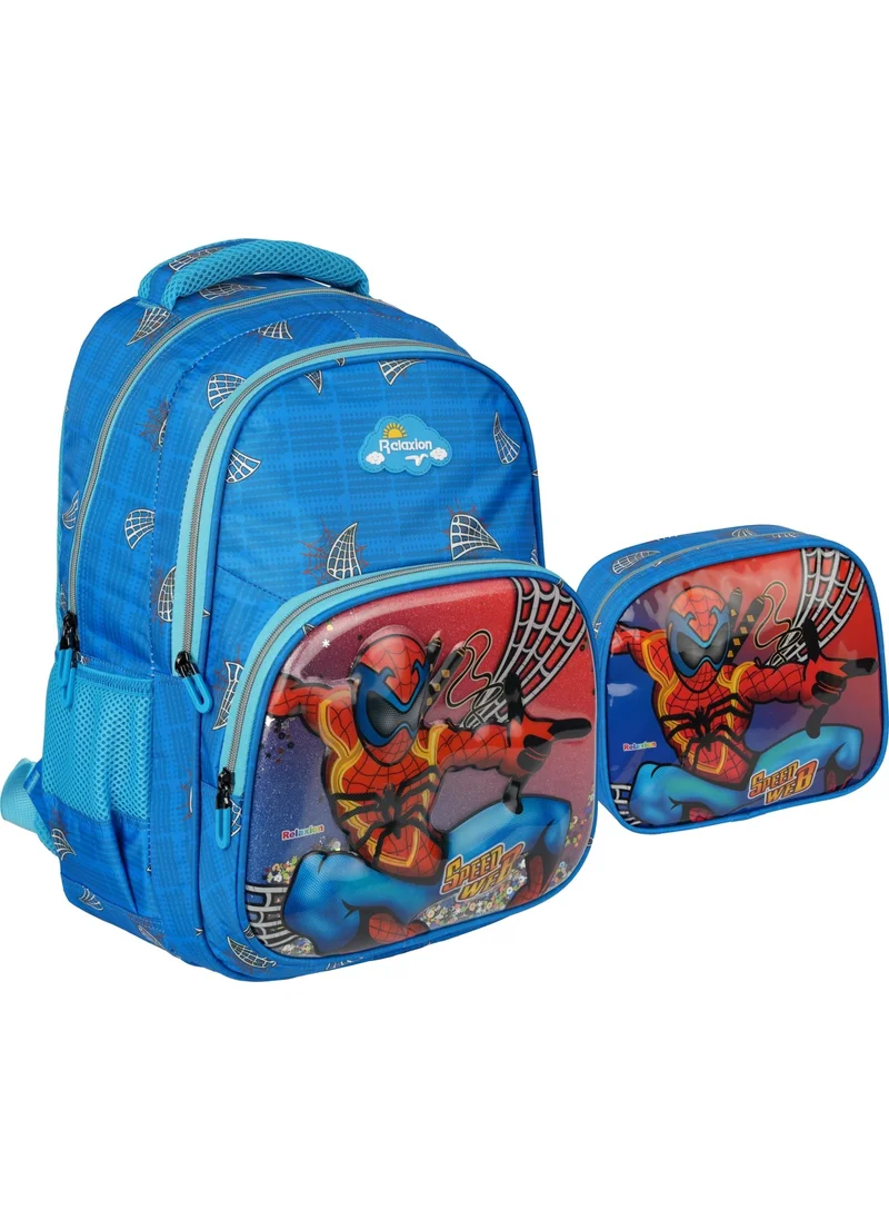 ريلاكسن Embossed Spider Figured Sequin 3-Piece Primary School Bag Nutrition Pen Holder Set 1370