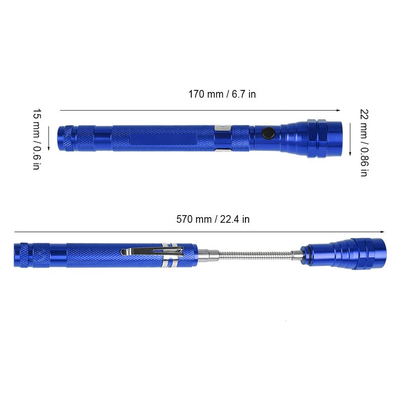 Multi function Mini Flexible Telescopic LED Flashlight Rotatable Torch with Magnetic End (Blue) - Image 2
